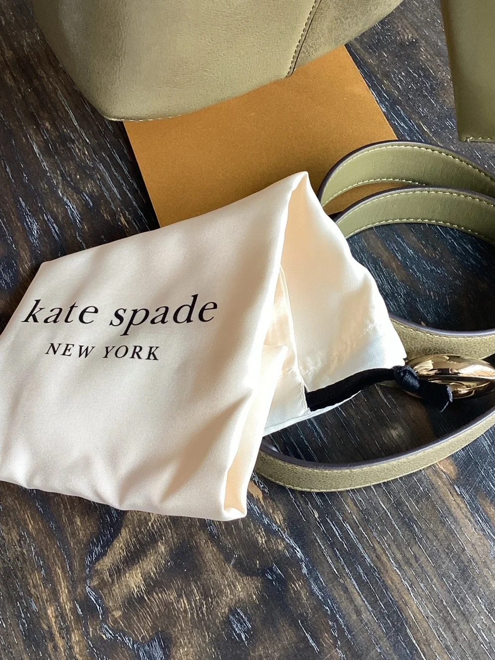 Kate Spade Halo Dried Thyme Glazed Leather Mini Bucket Bag